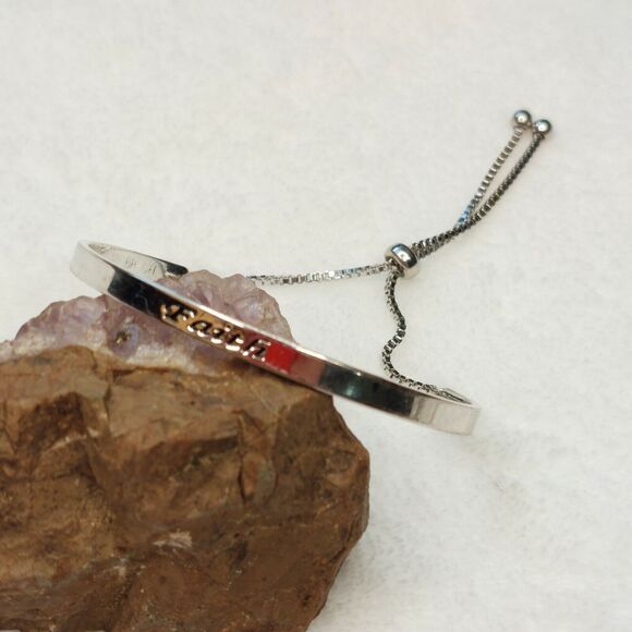 Silver Tone Slide Adjuster Faith Bracelet - Picture 2 of 6